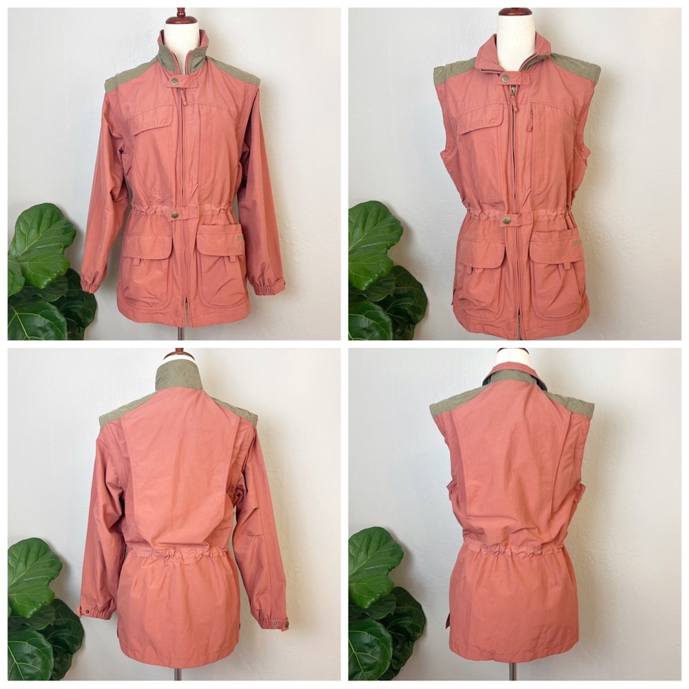•L.L. BEAN•. Vintage Convertible Parka Jacket Vest in Salmon Pink Size Small